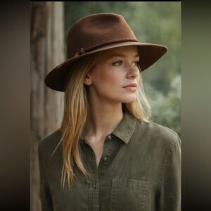NWT rag & bone Valencia Fedora Wool Hat in Chestnut Size L